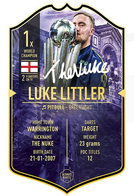 SIGNED EXCLUSIVE Luke Littler World Darts Champion 2025 Mini Ultimate Darts Card